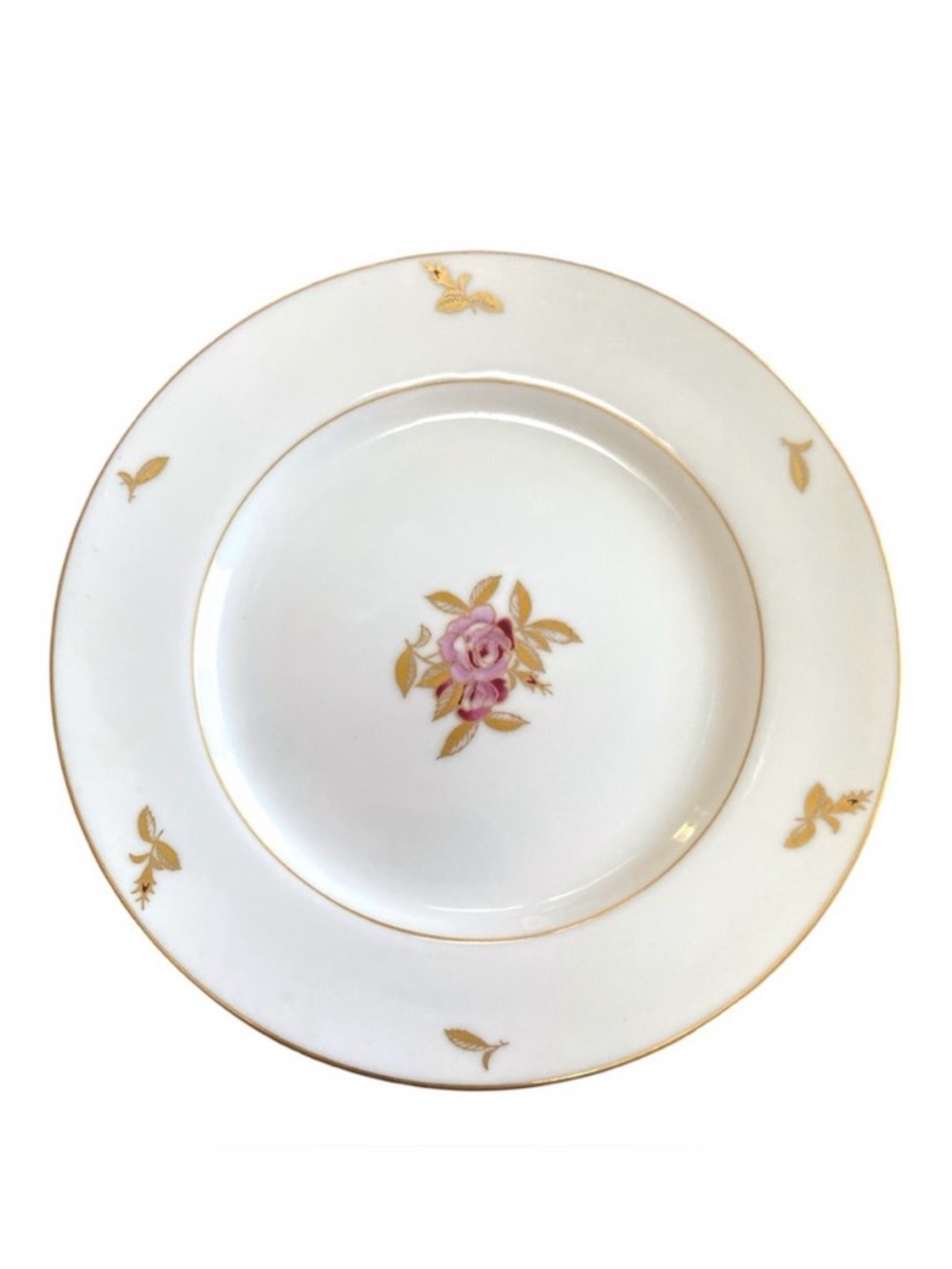 Set of 4 Fukagawa Japan Pink Rose Salad Plates‎ Gold Trim 7.5” VTG Pattern 538